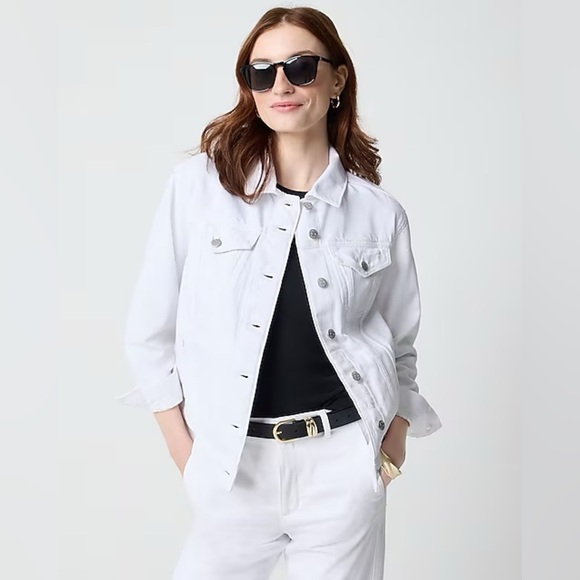 J. Crew Factory White Relaxed Fit Denim Jacket Women’s Plus Size 2X NEW - Picture 1 of 3